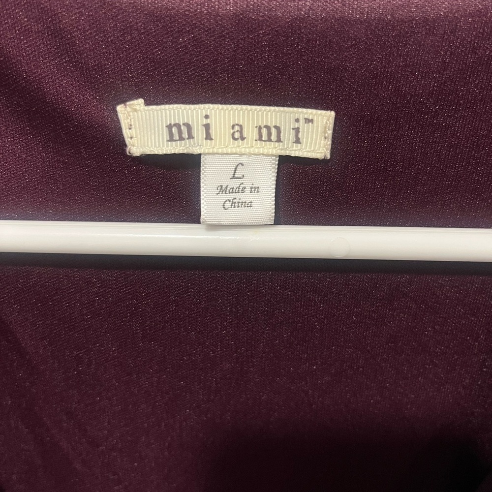 Cute Mi Ami Floral Burgundy Mini Wrap Casual Dress Size L - Picture 4 of 7